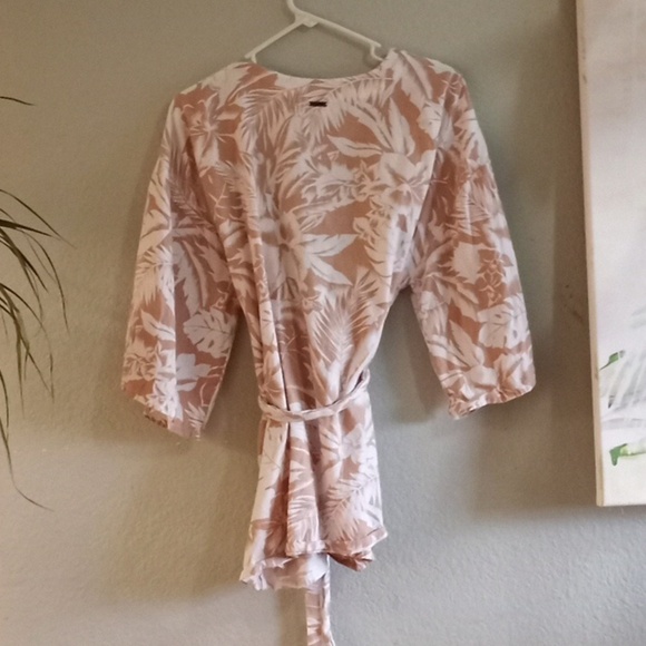 Billabong Sandcastle Linen Coastal Beachy Nautical Belted Bohemian Kimono - Picture 5 of 7